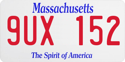 MA license plate 9UX152