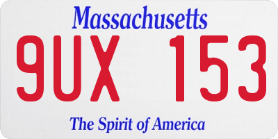 MA license plate 9UX153