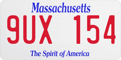 MA license plate 9UX154