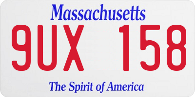 MA license plate 9UX158