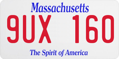MA license plate 9UX160