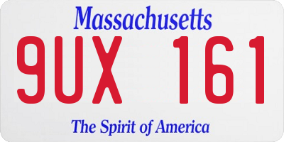 MA license plate 9UX161