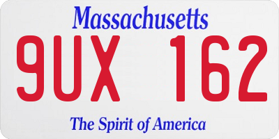 MA license plate 9UX162