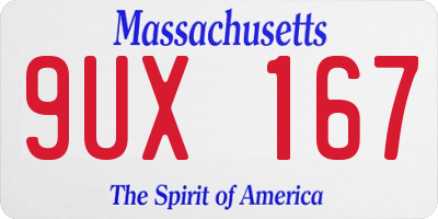 MA license plate 9UX167