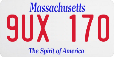 MA license plate 9UX170