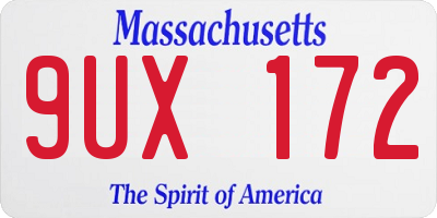MA license plate 9UX172