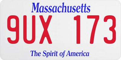 MA license plate 9UX173