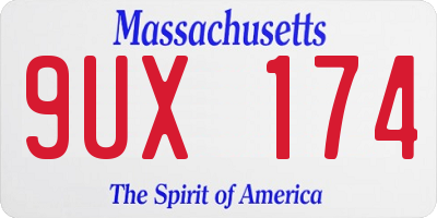 MA license plate 9UX174