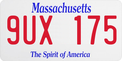 MA license plate 9UX175