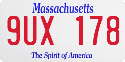 MA license plate 9UX178