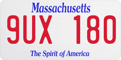 MA license plate 9UX180
