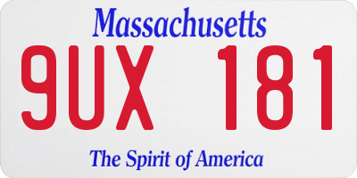 MA license plate 9UX181