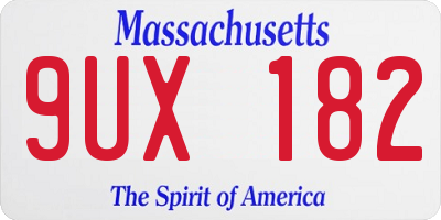 MA license plate 9UX182