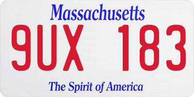 MA license plate 9UX183