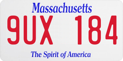 MA license plate 9UX184