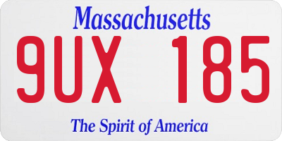 MA license plate 9UX185