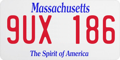 MA license plate 9UX186
