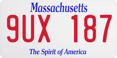 MA license plate 9UX187