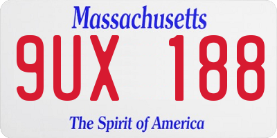 MA license plate 9UX188