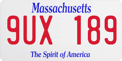 MA license plate 9UX189