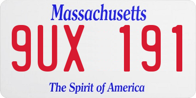 MA license plate 9UX191