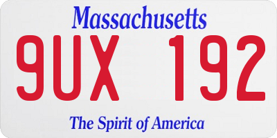 MA license plate 9UX192