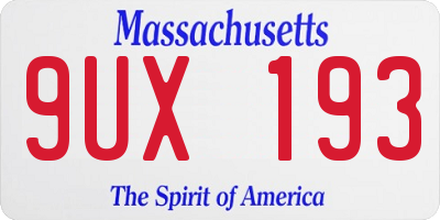 MA license plate 9UX193