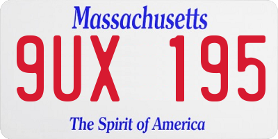 MA license plate 9UX195