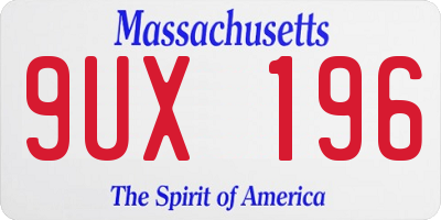 MA license plate 9UX196