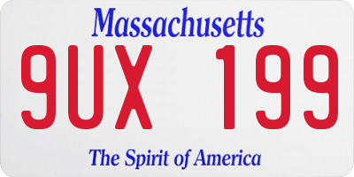 MA license plate 9UX199