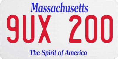 MA license plate 9UX200