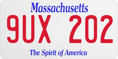 MA license plate 9UX202