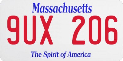 MA license plate 9UX206