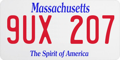 MA license plate 9UX207