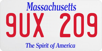 MA license plate 9UX209