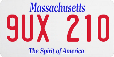 MA license plate 9UX210