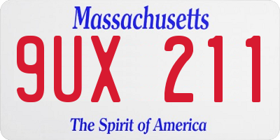 MA license plate 9UX211