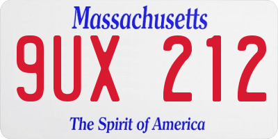 MA license plate 9UX212
