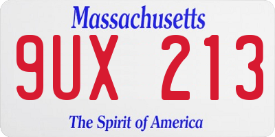 MA license plate 9UX213