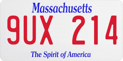 MA license plate 9UX214