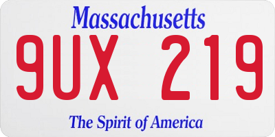 MA license plate 9UX219