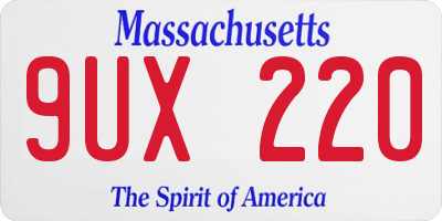 MA license plate 9UX220