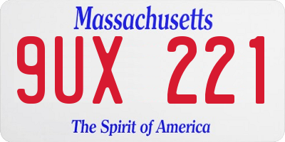 MA license plate 9UX221