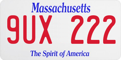 MA license plate 9UX222
