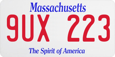 MA license plate 9UX223