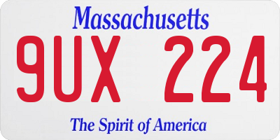 MA license plate 9UX224