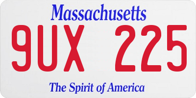 MA license plate 9UX225