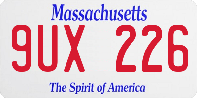 MA license plate 9UX226