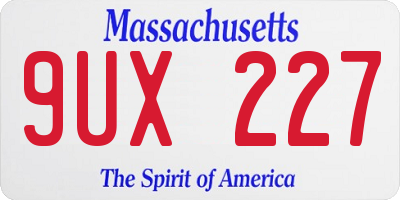 MA license plate 9UX227