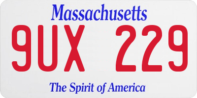 MA license plate 9UX229